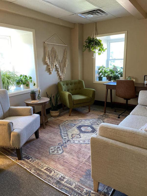 comfortable bright therapy office with plants